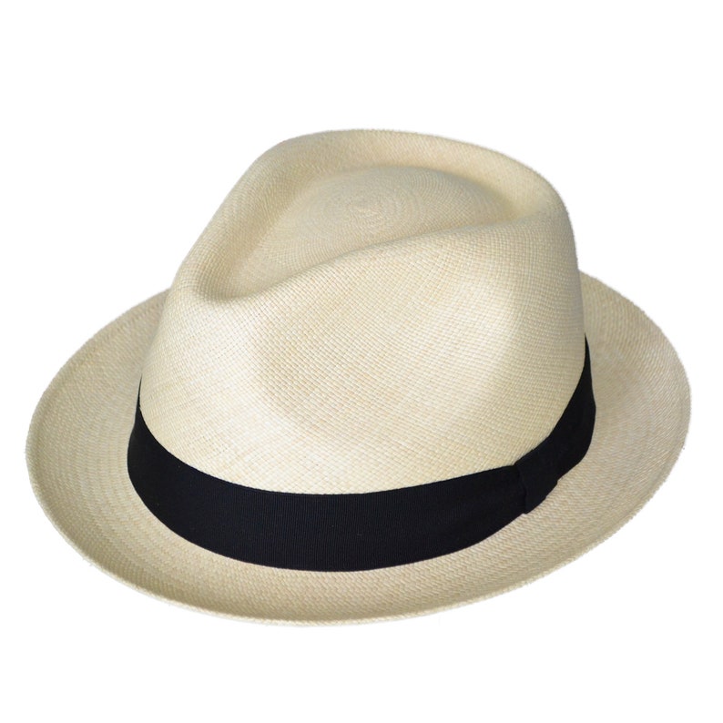 Teardrop Classic Fedora - Short Brim - Brisa Weave - Natural Straw Color - Black Band - Handwoven in Ecuador - GPH - HatBox Included-BOX PACKING