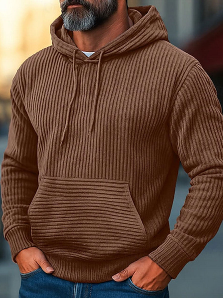 TOMMY  Men's Casual Style Hooded Lace-Up Long Sleeve Sweatshirt