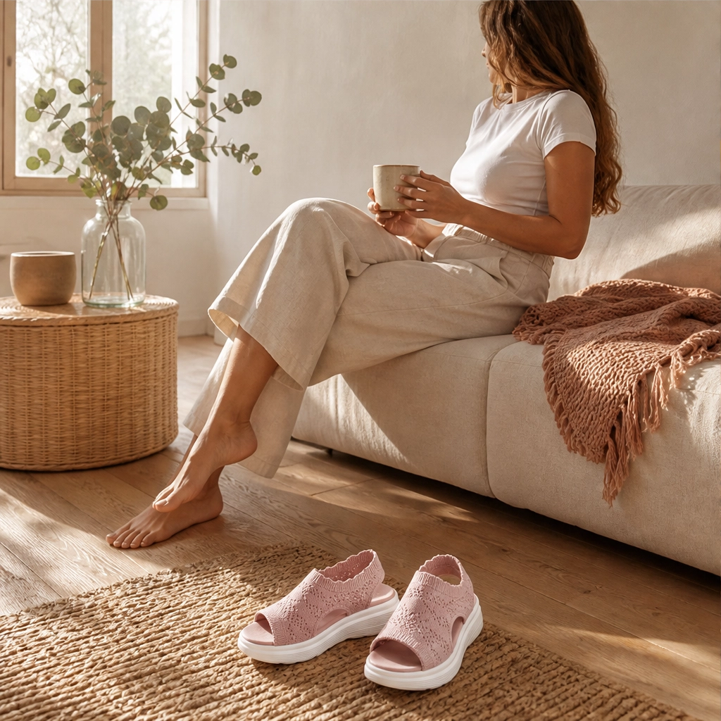Willowstep™ – Atmungsaktive, gepolsterte Plateau-Sandalen aus Strick + 50 % Rabatt