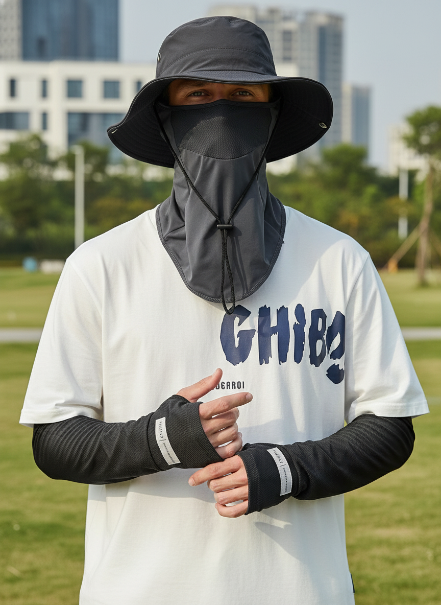 Shadecraft™ – UPF 50+ 360° Coverage Bucket Hat with Detachable Face Cover & Neck Flap + 50% OFF