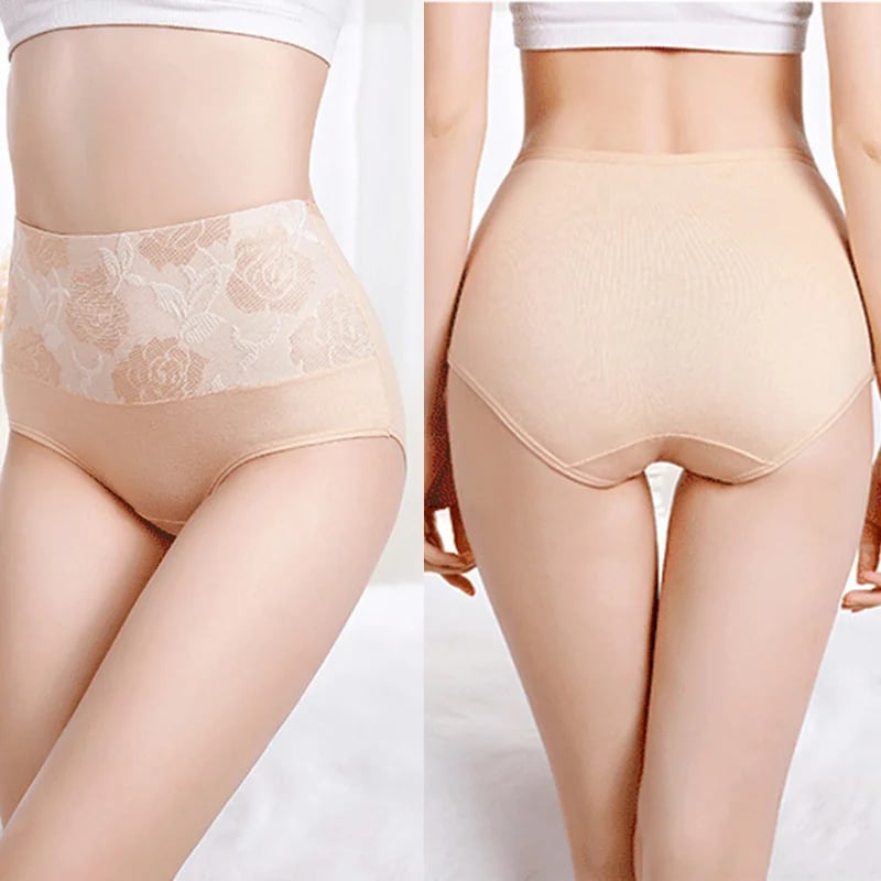 🔥2 Kaufen, erhalte 1 gratis👙Rosenunterwäsche aus reiner Baumwolle mit hoher Taille (Bauch schlankmachend, Feuchtigkeitsaufnahme und antibakteriell)