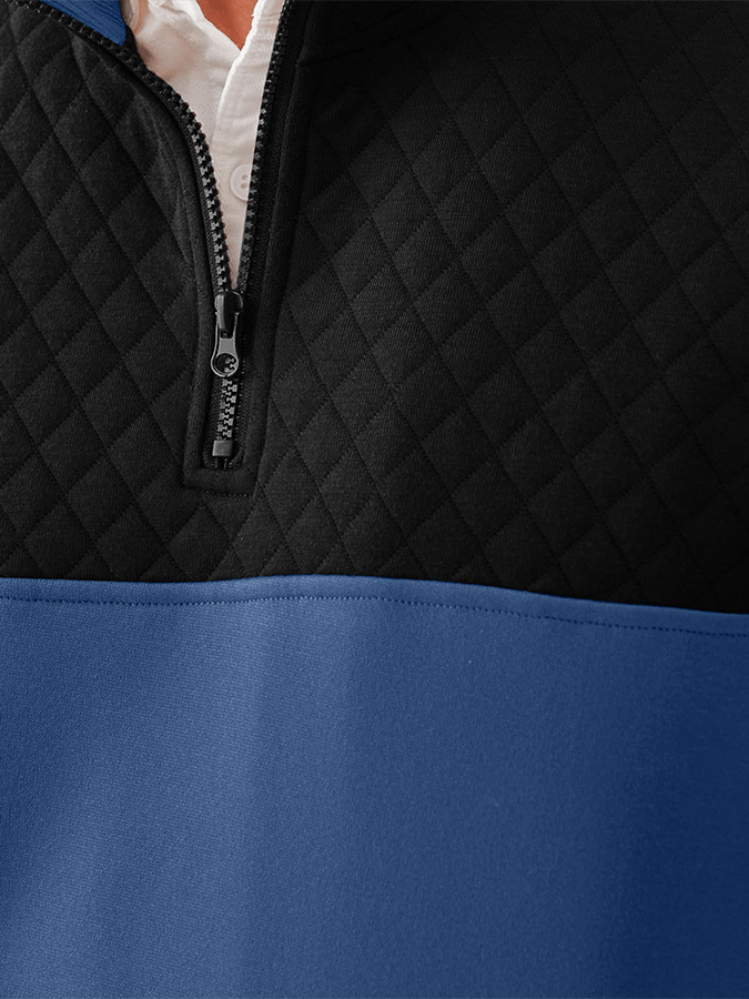 Men's Fashionable Color Block Half Zip Outdoor Casual Sweatshirt
