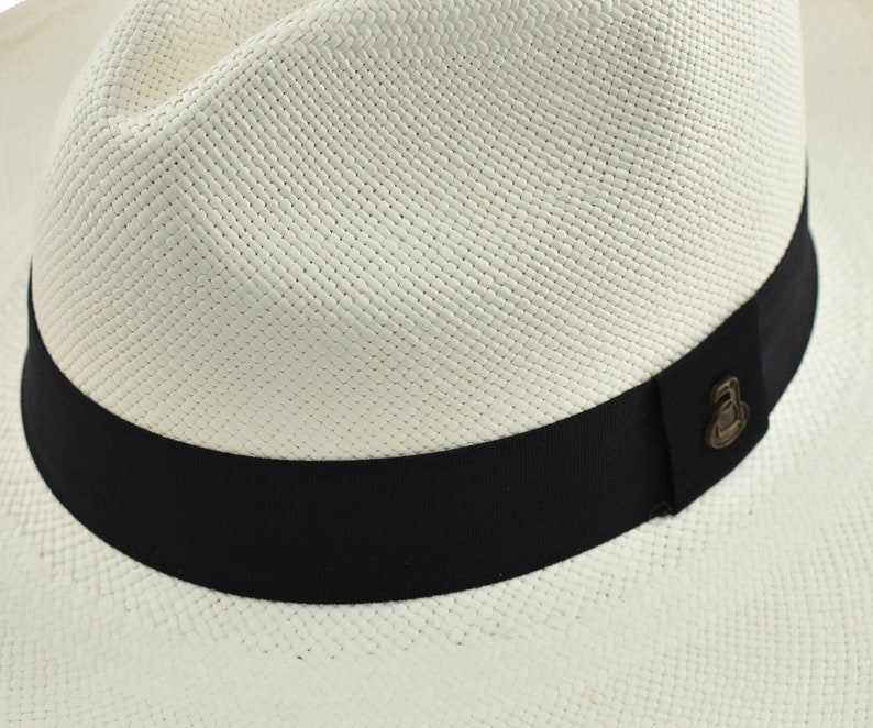 Original Panama Hat - Wide Brim Summer Fedora - Black Band - White Toquilla Straw - Handwoven in Ecuador - EA - HatBox Included-BOX PACKING