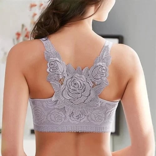 🎁Kaufen Sie 2, sparen Sie 10% -🌹Rose Stickerei Frontverschluss Wireless-BH
