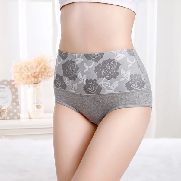 🔥2 Kaufen, erhalte 1 gratis👙Rosenunterwäsche aus reiner Baumwolle mit hoher Taille (Bauch schlankmachend, Feuchtigkeitsaufnahme und antibakteriell)