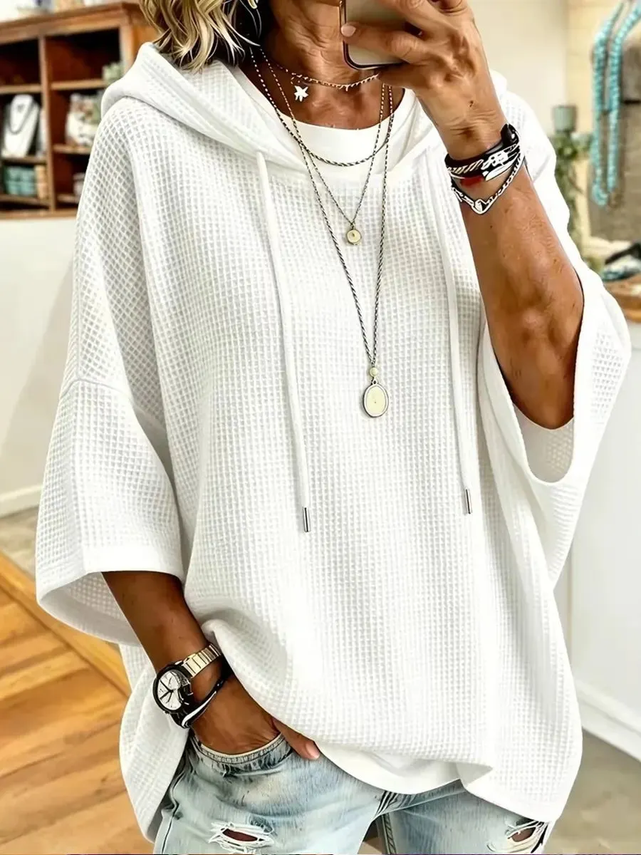 Lässiger Oversize-Hoodie aus Waffelstrick