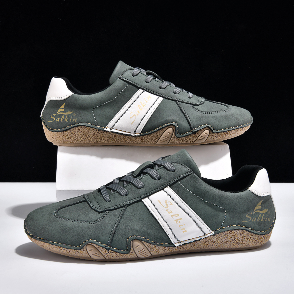 Vintage 70er Handgefertigte Herren-Slipper aus echtem Leder – Freizeit-Sommerschuhe mit weicher Sohle（Der Rabatt endet bald）