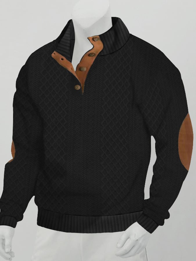 Men's Comfy Outdoor Casual Stand Button Long Sleeve Sweater