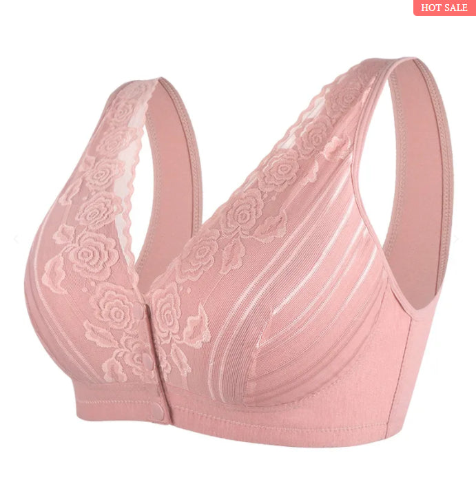 SOMMER NEUE VORDERE SCHNALLE FRAUEN SPITZE KEINE STAHLRING BREITE SCHULTERGURT GROSSE GRÖSSE BH