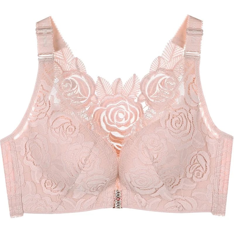 🎁Kaufen Sie 2, sparen Sie 10% -🌹Rose Stickerei Frontverschluss Wireless-BH