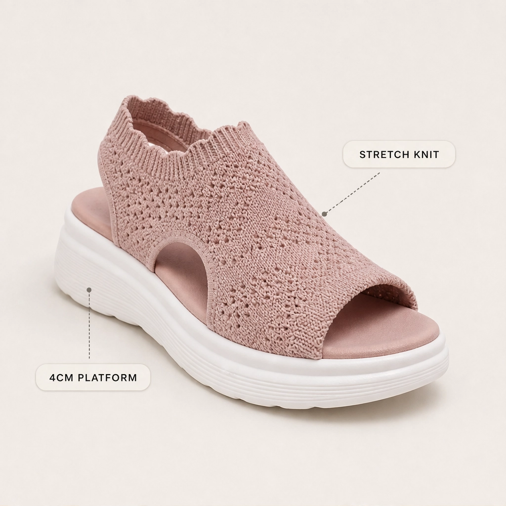 Willowstep™ – Atmungsaktive, gepolsterte Plateau-Sandalen aus Strick + 50 % Rabatt