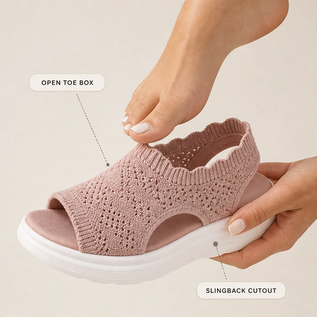 Willowstep™ – Atmungsaktive, gepolsterte Plateau-Sandalen aus Strick + 50 % Rabatt