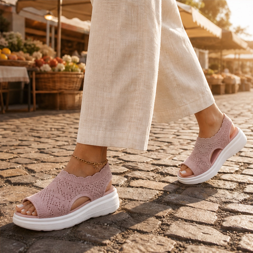 Willowstep™ – Atmungsaktive, gepolsterte Plateau-Sandalen aus Strick + 50 % Rabatt