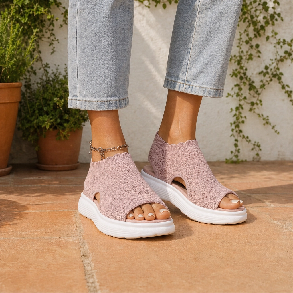 Willowstep™ – Atmungsaktive, gepolsterte Plateau-Sandalen aus Strick + 50 % Rabatt