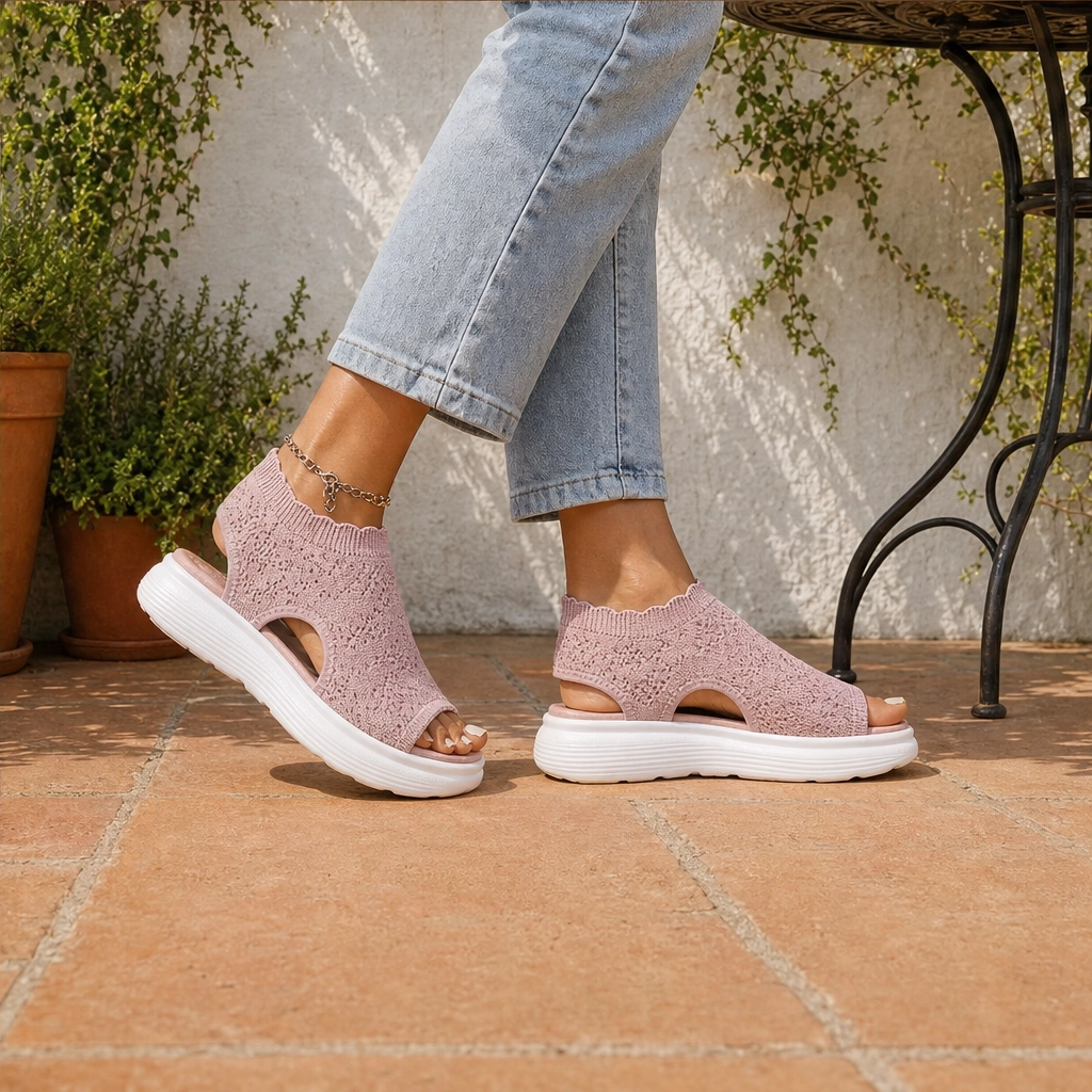 Willowstep™ – Atmungsaktive, gepolsterte Plateau-Sandalen aus Strick + 50 % Rabatt
