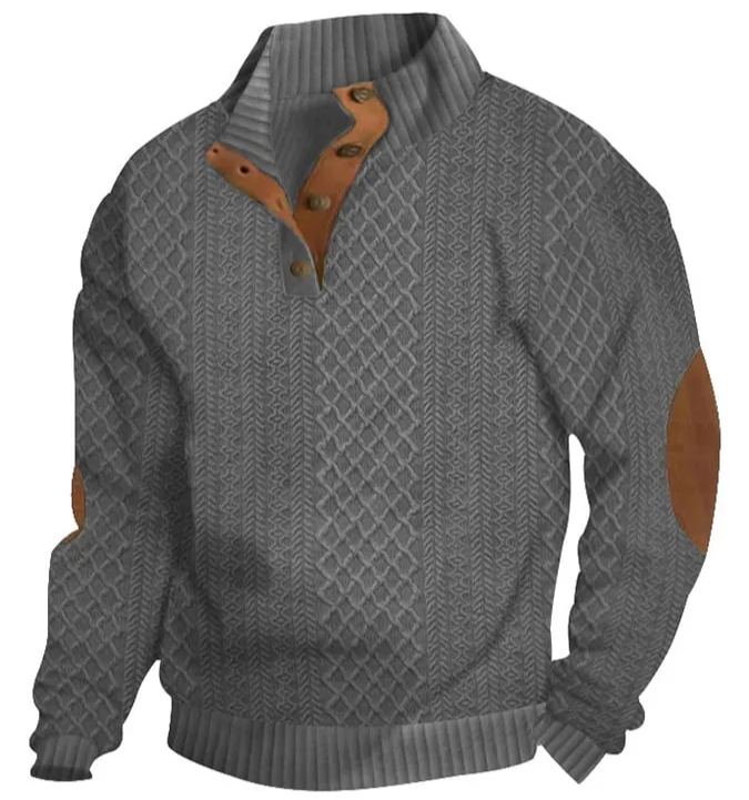 Men's Comfy Outdoor Casual Stand Button Long Sleeve Sweater