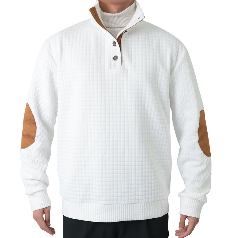 🔥Letzter Tag - 90 % RABATT🔥Langarm-Golfpullover mit Waffelmuster für Herren im Outdoor-Stil mit Stehkragen