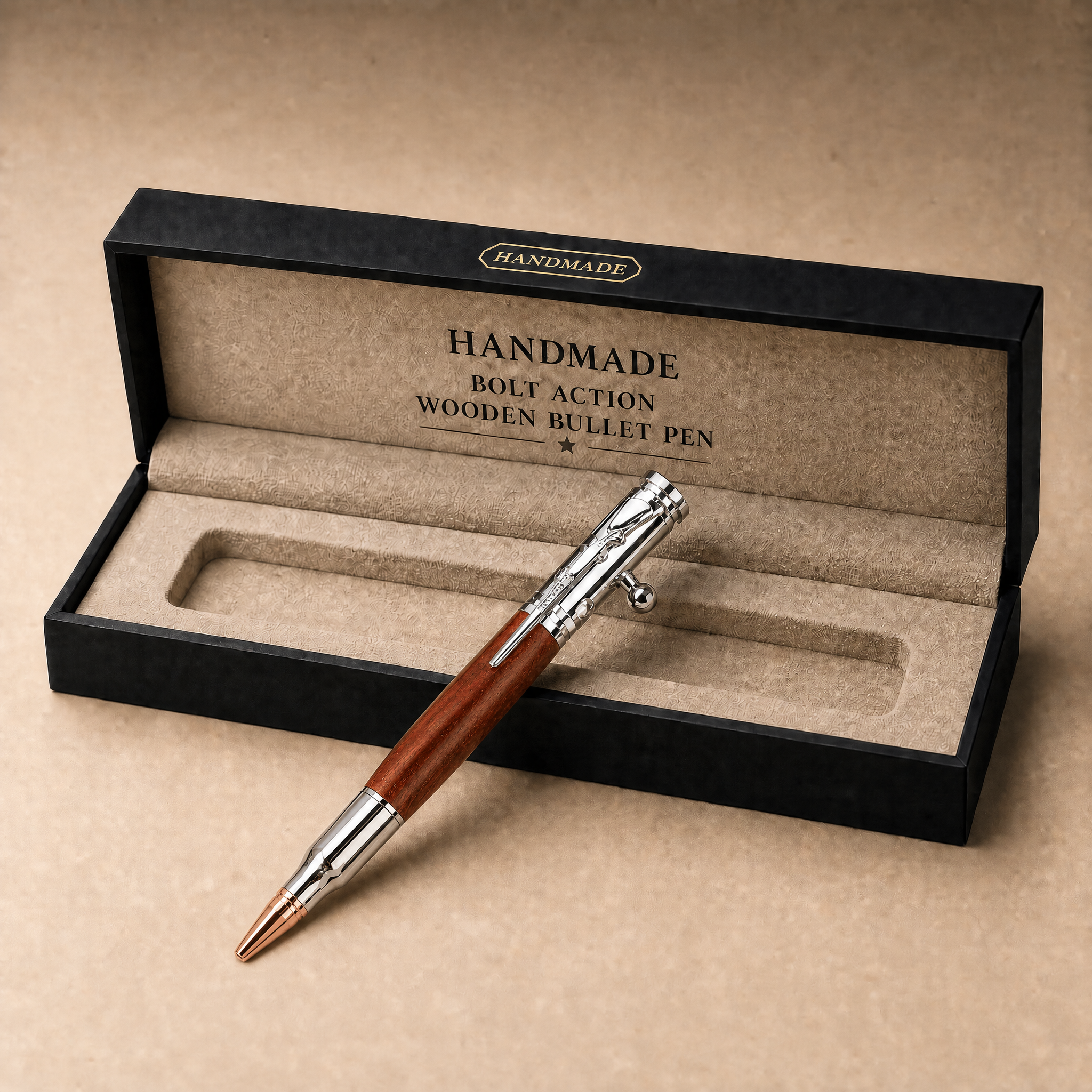 💥🖊100% Handmade Bolt Action Wooden Bullet Pen | Crafted From Real Wood & Bullet Casing