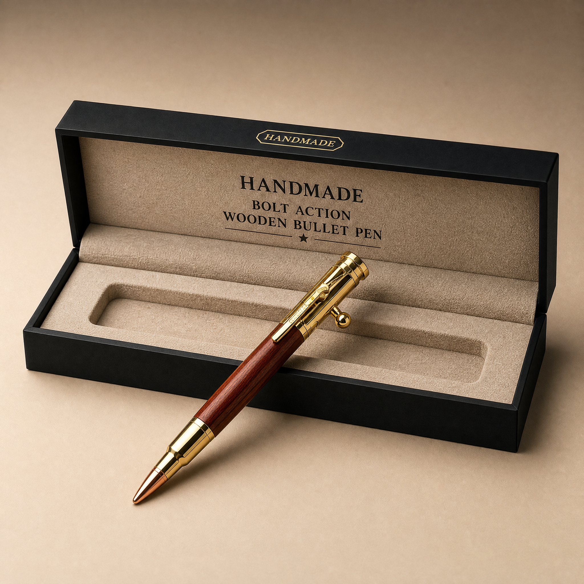 💥🖊100% Handmade Bolt Action Wooden Bullet Pen | Crafted From Real Wood & Bullet Casing