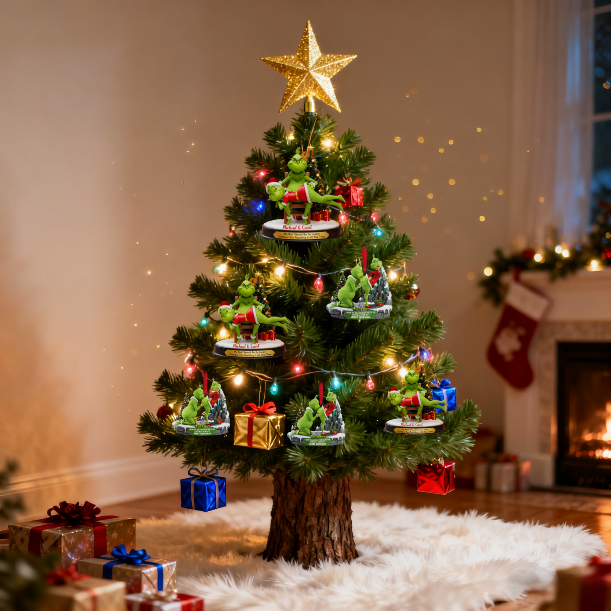 🔥 $9.99 On Sale Today Only🎁Grinch Couple Christmas Ornament Set