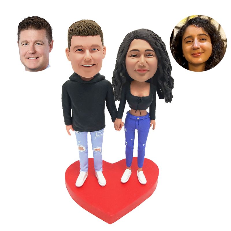 custom bobblehead figure fashion couple holding hands