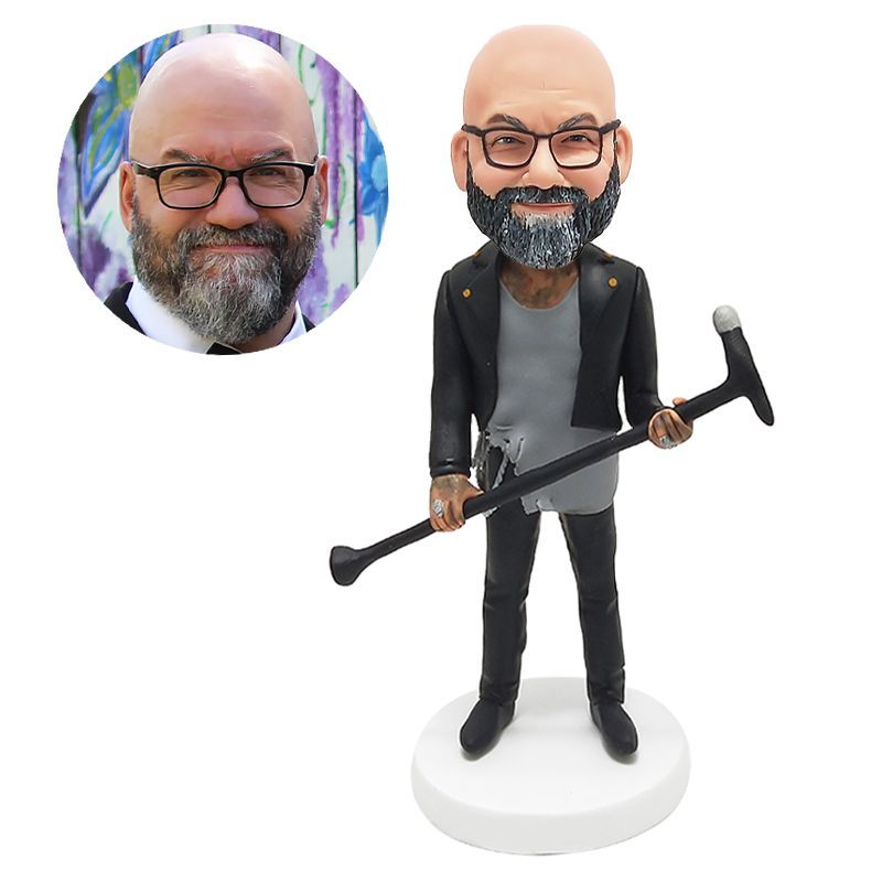 customized bobblehead male singer holding a megaphone