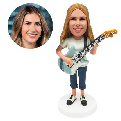 customized female guitarist bobblehead