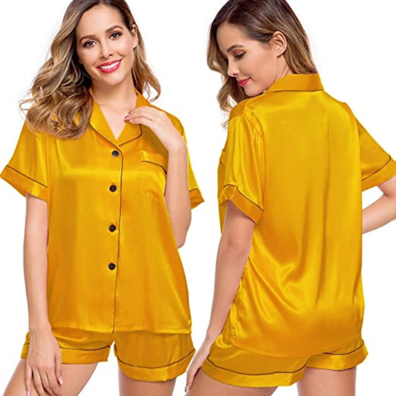 Women's Silk Short Sleeve Pajama SuitWomen's Silk Short Sleeve Pajama Suit - View 10