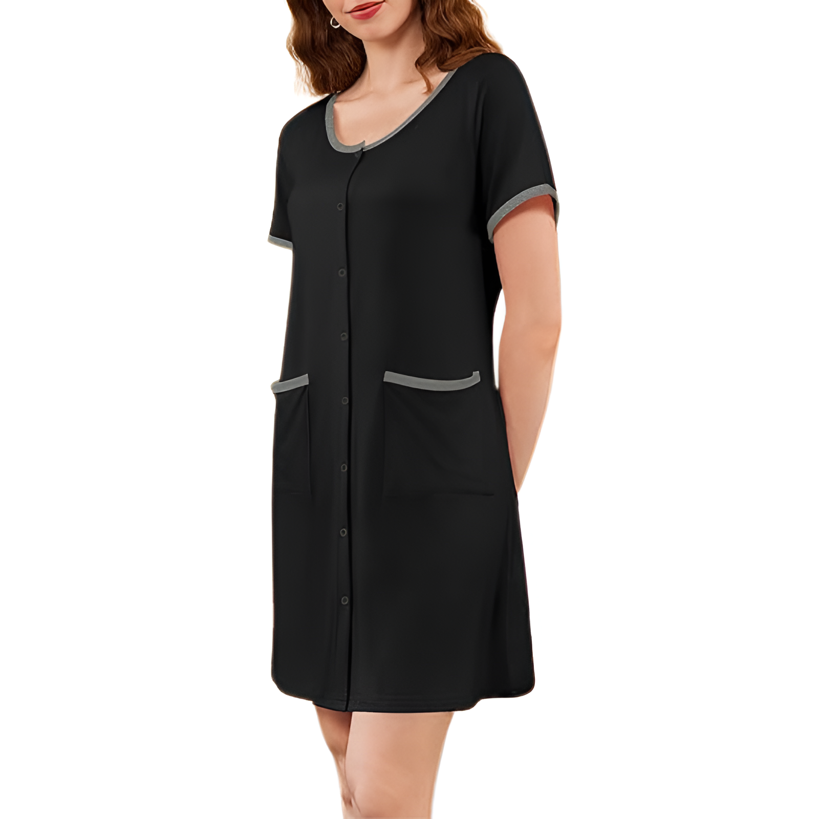 Pack Of 2 Casual Button Down Nightgown With Short Sleeve Sleepwear For Women