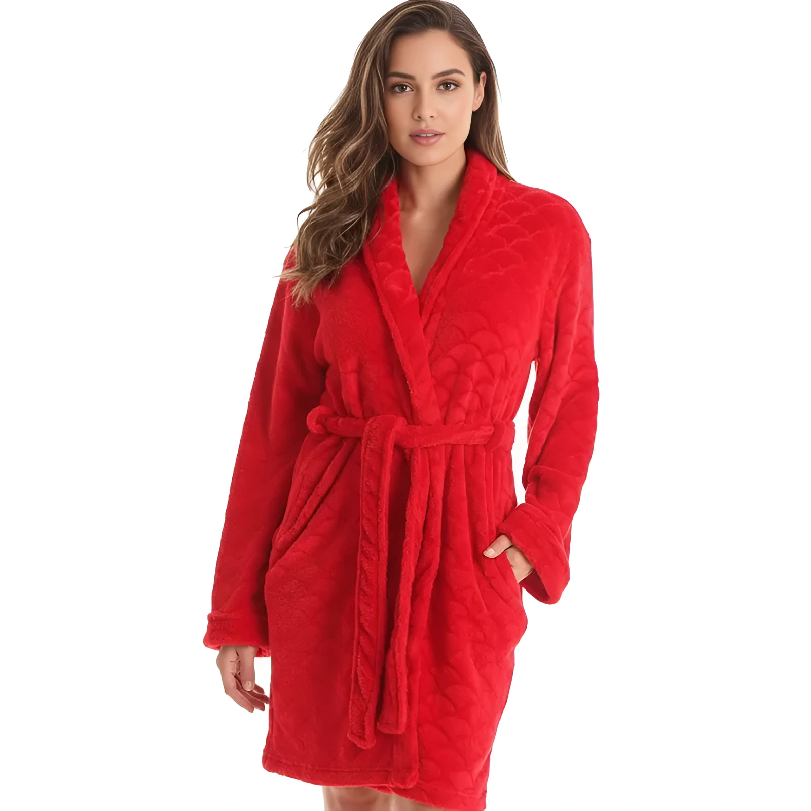 Kimono Design Bath Robe With Adjustable Belt For Women