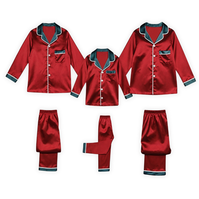 Satin Pajama Set with Contrast Trim