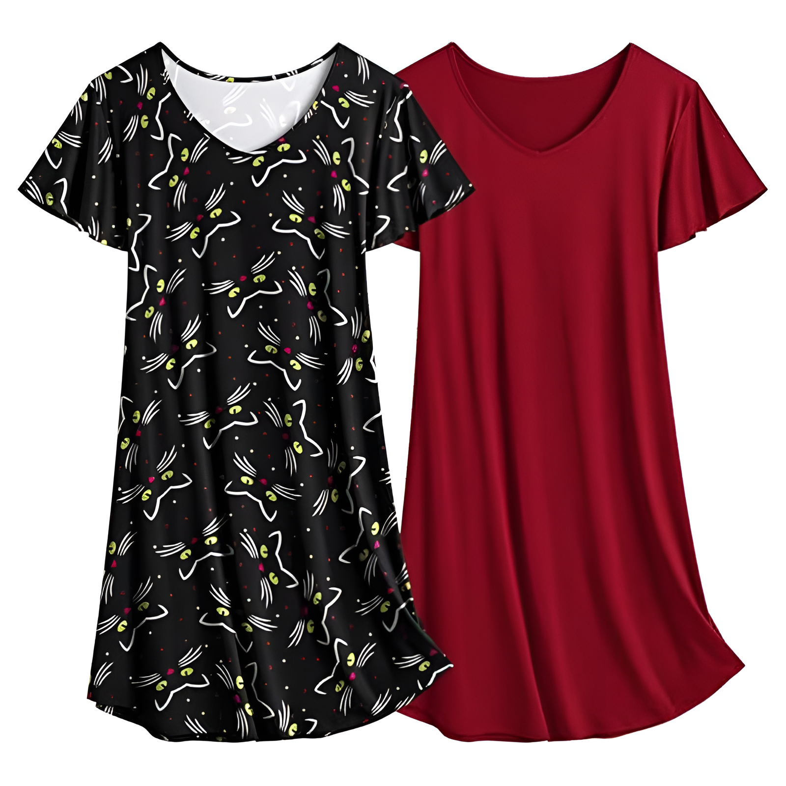 Pack Of 2 Nightgown Set With Short Sleeves For Women