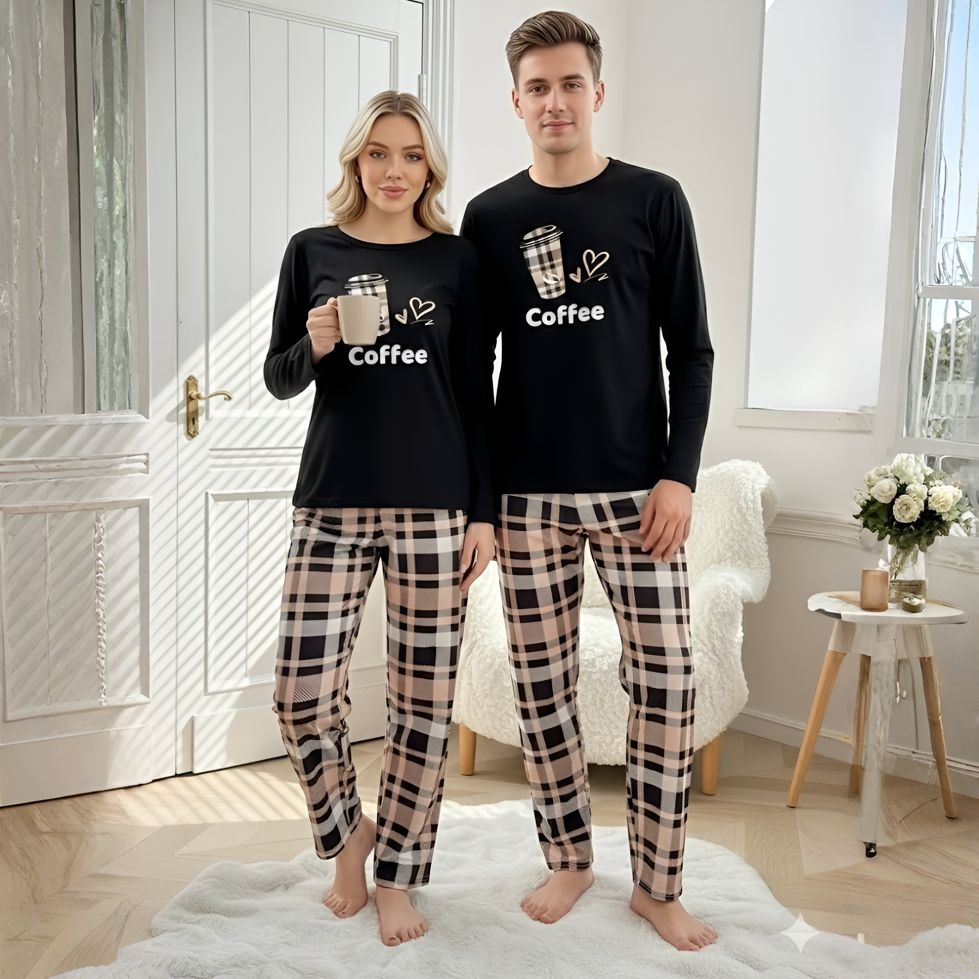 Couple'S Outfit for Autumn And Winter, Featuring Long-Sleeve Tops And Long Pants for Men Or Women