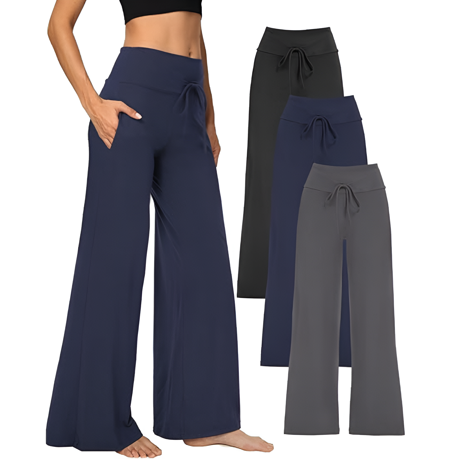 Wide Stretch Lounge Pants With Pockets For Women