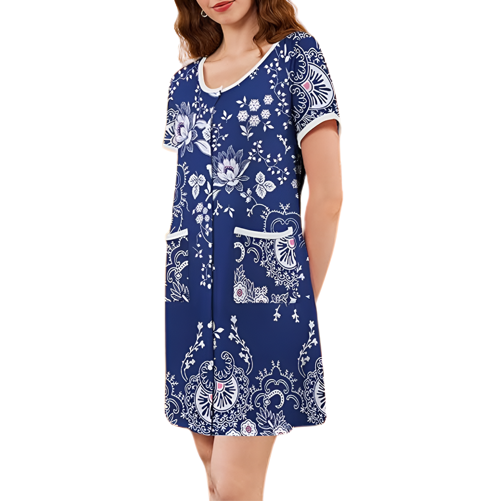 Pack Of 2 Casual Button Down Nightgown With Short Sleeve Sleepwear For Women