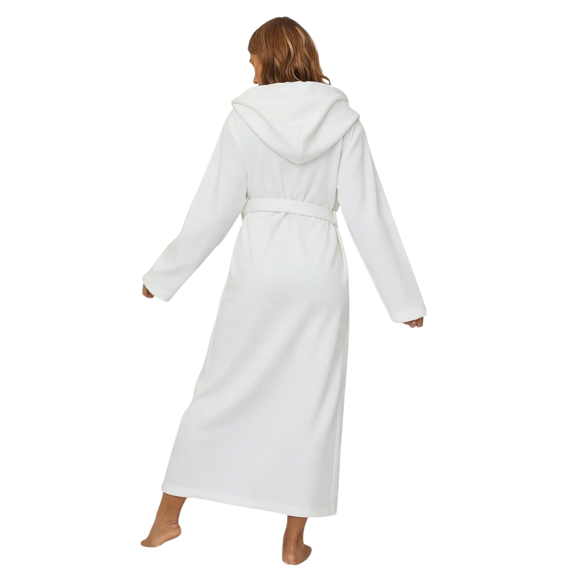 Womens Robes Plush Fleece Hooded Bathrobe Thick Nightgown With Pockets Fluffy Sleepwear