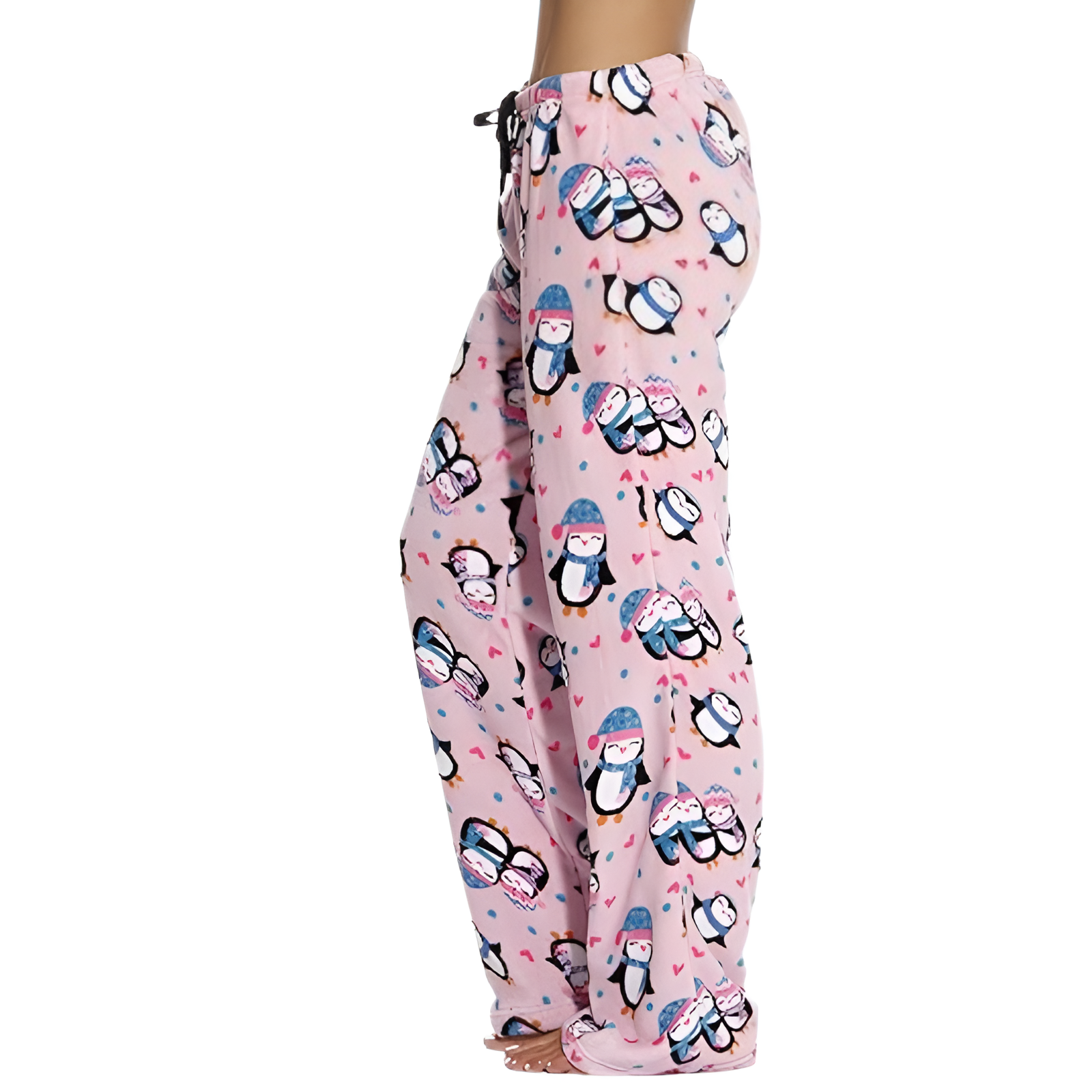 Plush Fleece Penguin Print Pajama Pants For Women