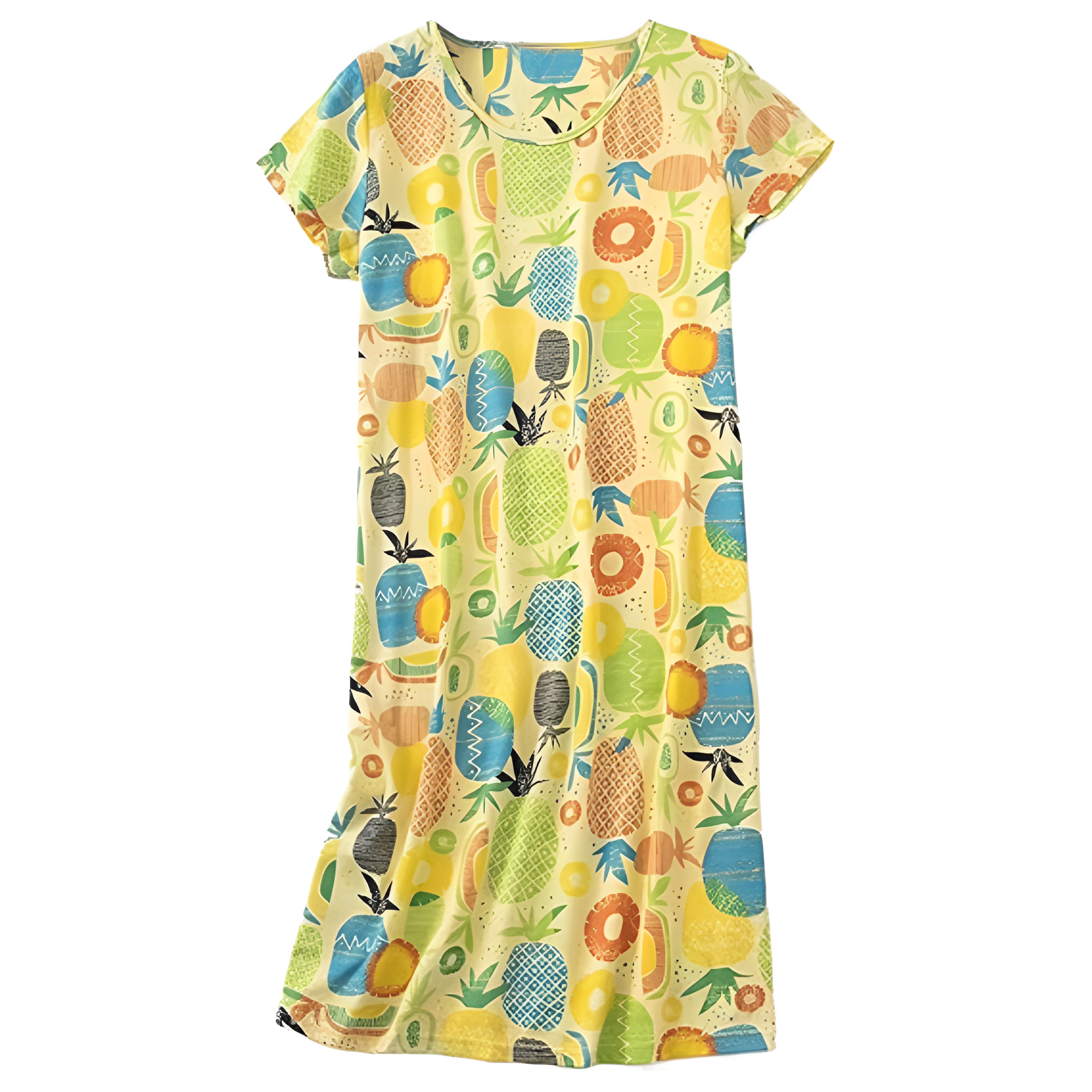 Casual Nightgown And Short Sleeves Sleep Dress With Print