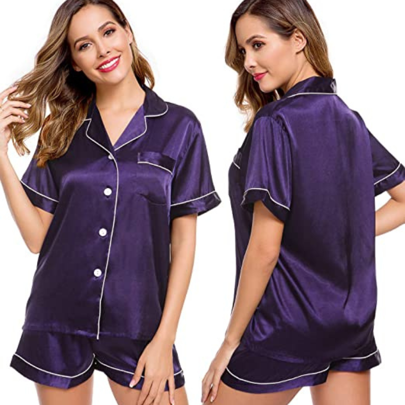 Women's Silk Short Sleeve Pajama SuitWomen's Silk Short Sleeve Pajama Suit - View 20