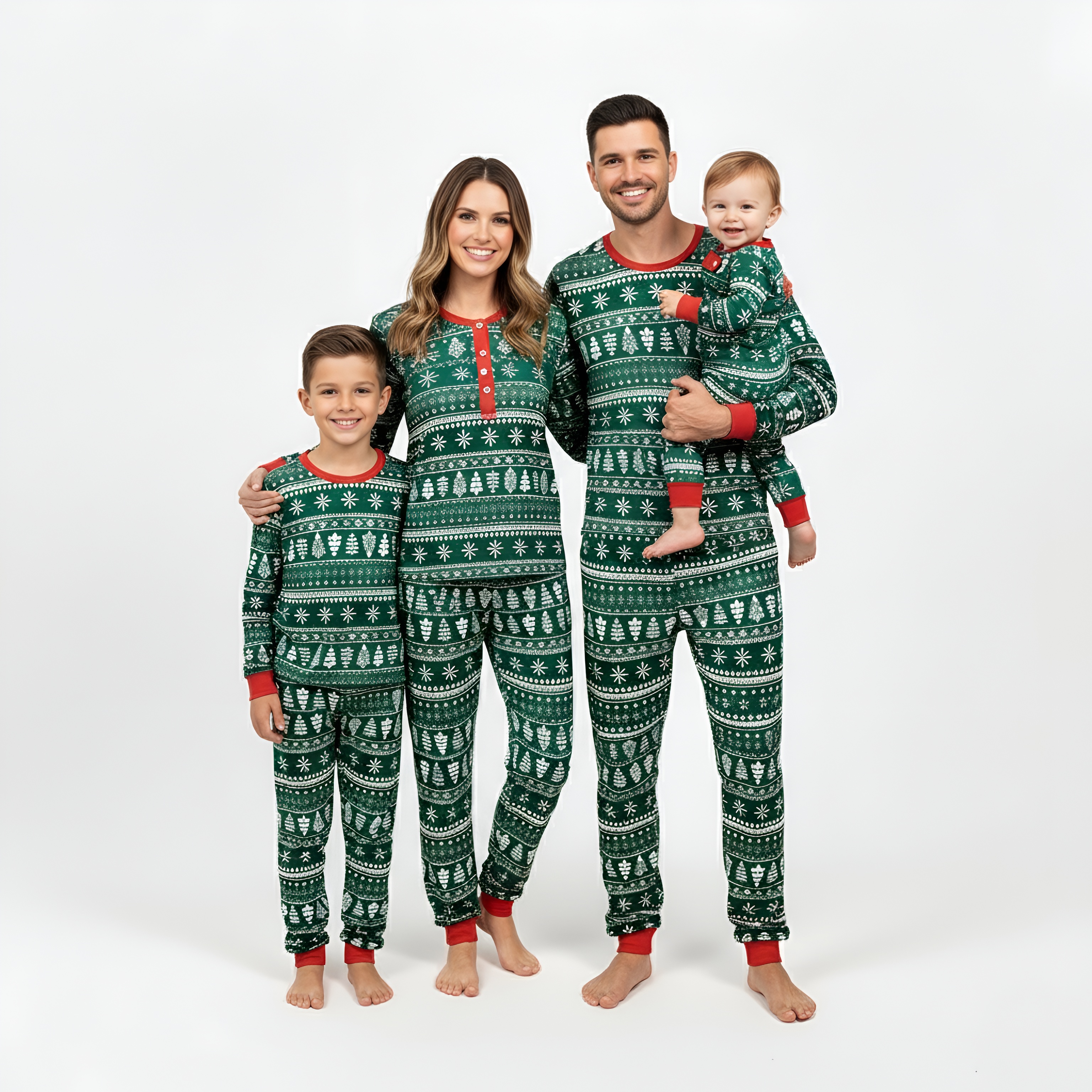 Holiday Tree Print Christmas Matching Family Pajama Set