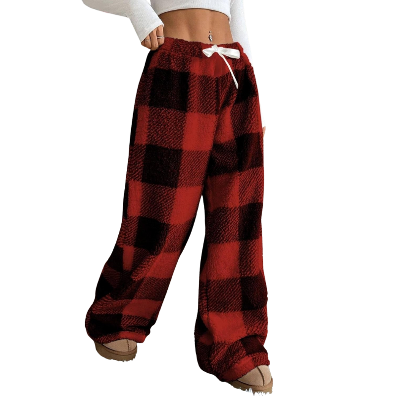 Fuzzy Plush Pajama Pants With Drawstring