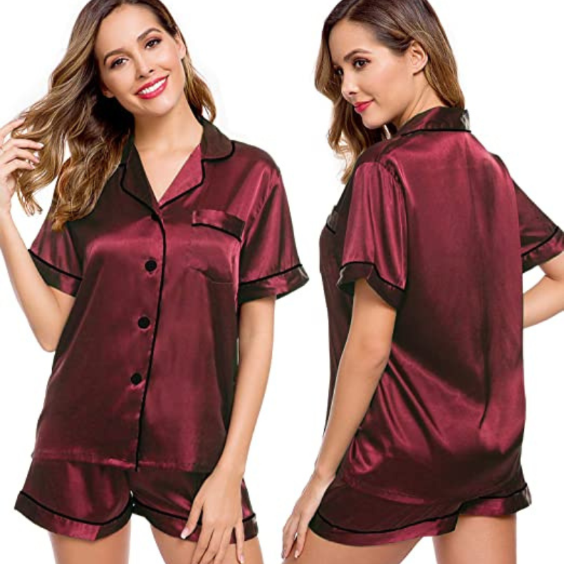 Women's Silk Short Sleeve Pajama SuitWomen's Silk Short Sleeve Pajama Suit - View 22