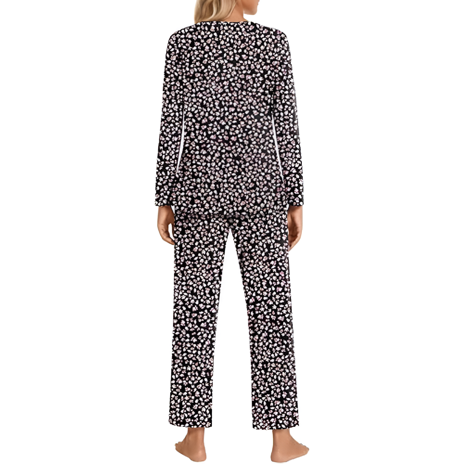 Long Sleeve Top And Loose Pants Two Piece Matching Pajama Set For Women