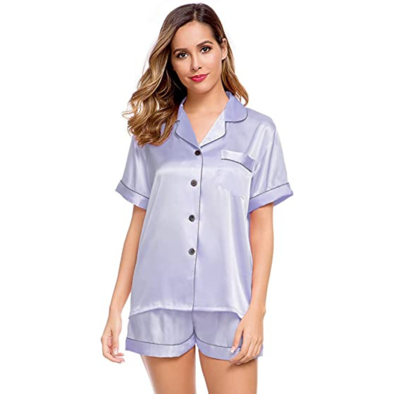 Women's Silk Short Sleeve Pajama SetWomen's Silk Short Sleeve Pajama Set - View 6
