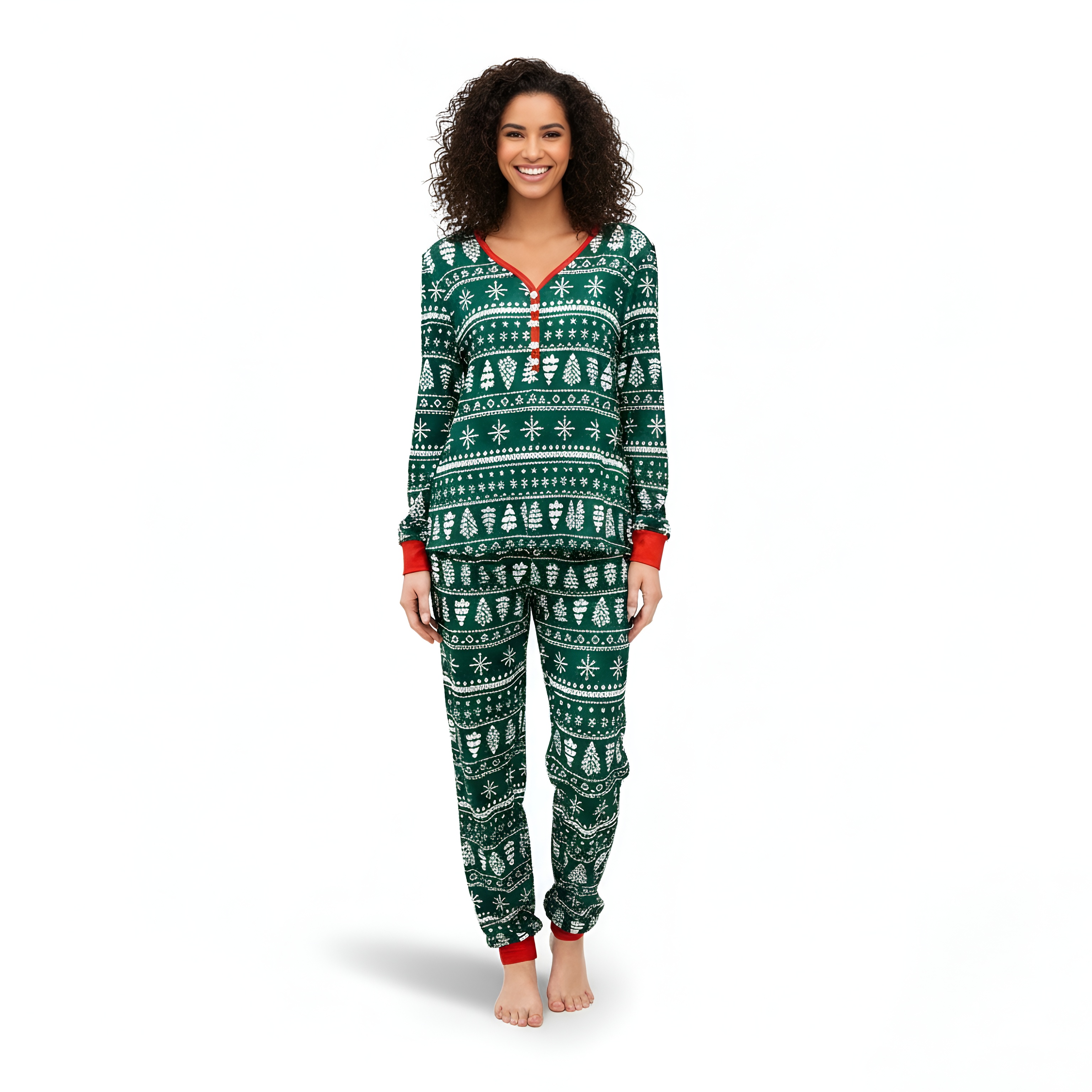 Holiday Tree Print Christmas Matching Family Pajama Set