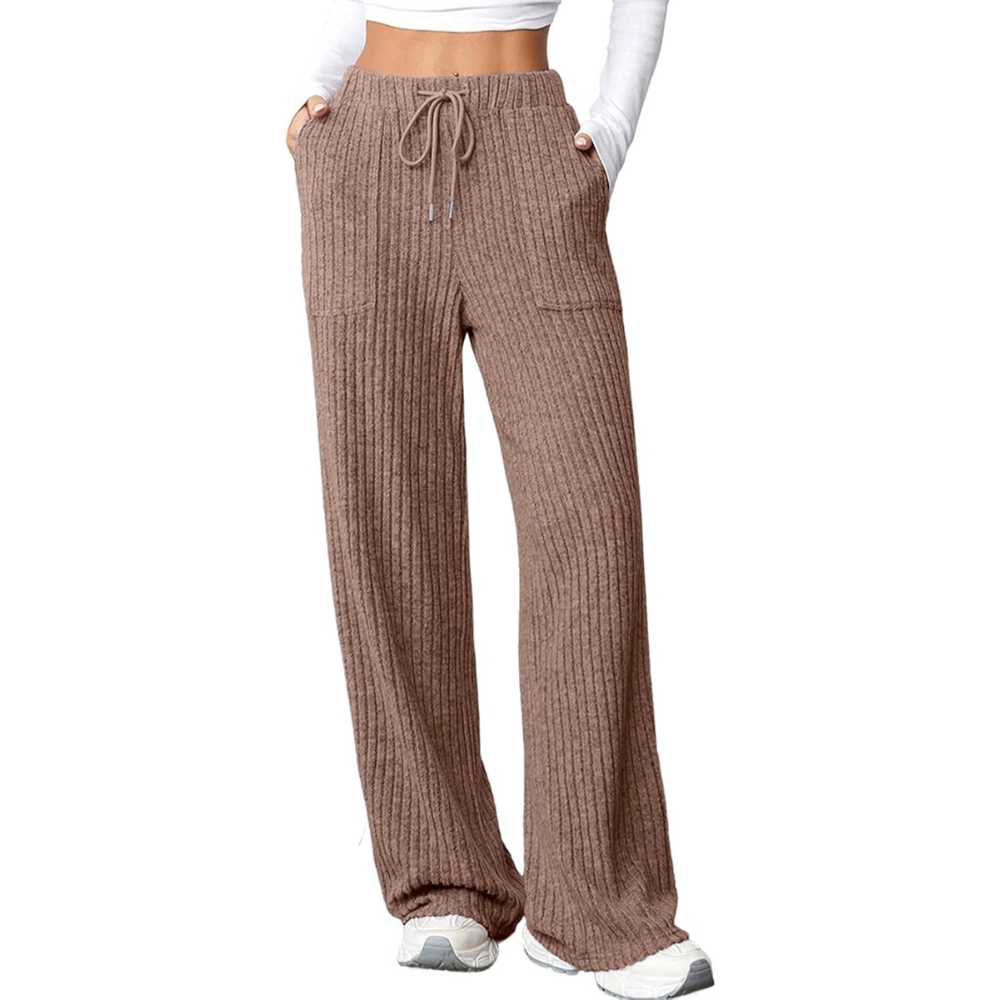 Ribbed Knit Lounge Pants With Pockets