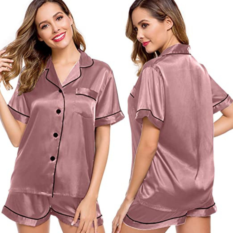 Women's Silk Short Sleeve Pajama SetWomen's Silk Short Sleeve Pajama Set - View 7