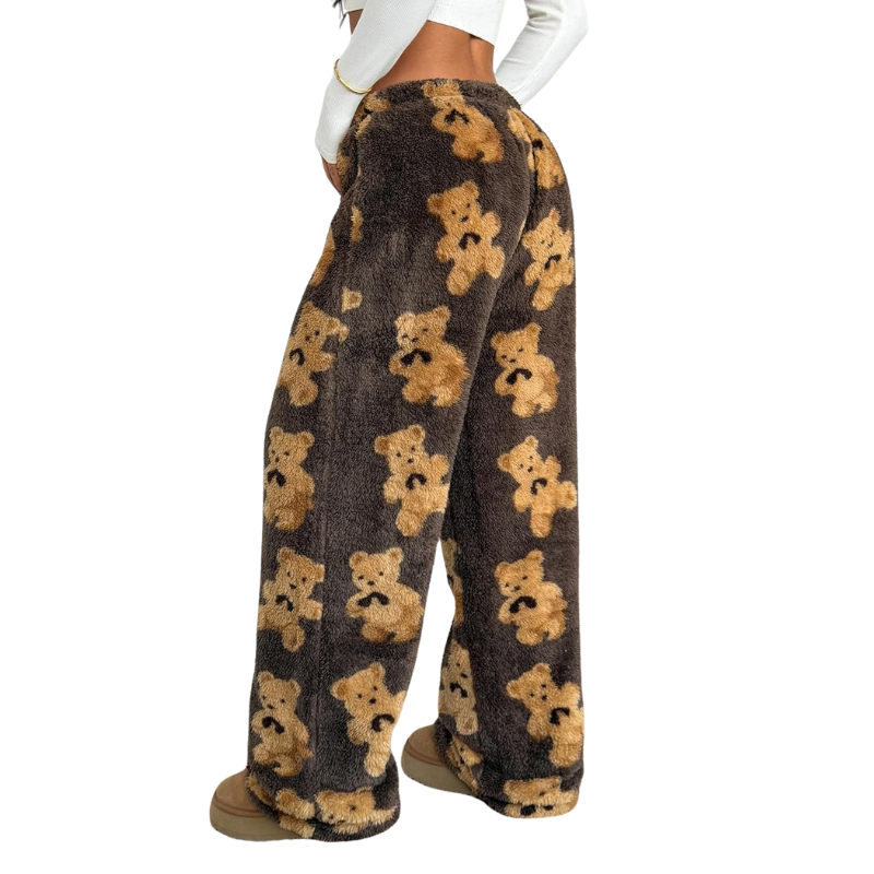 Fuzzy Plush Pajama Pants With Drawstring