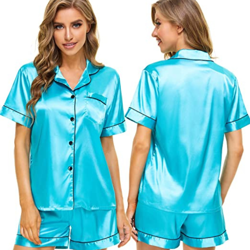 Women's Silk Short Sleeve Pajama SuitWomen's Silk Short Sleeve Pajama Suit - View 27