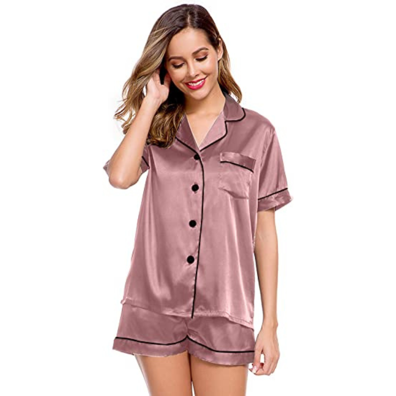 Women's Silk Short Sleeve Pajama SetWomen's Silk Short Sleeve Pajama Set - View 8